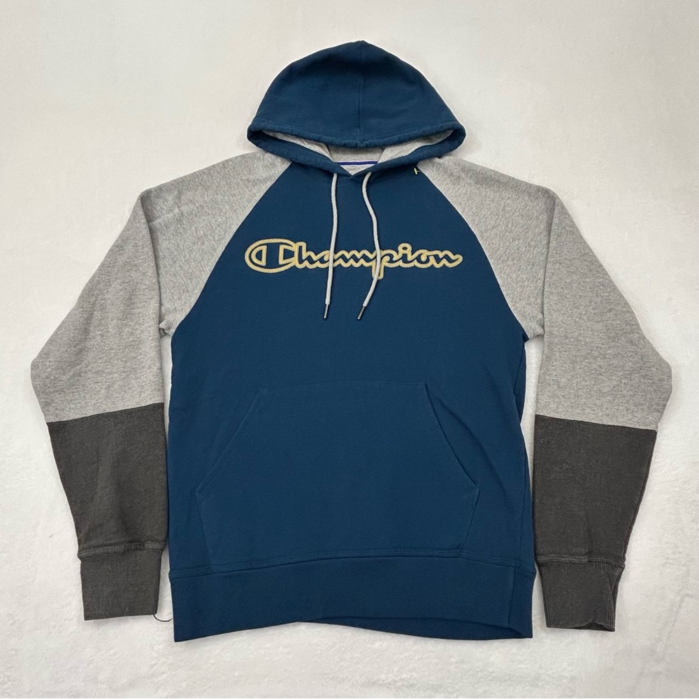 Champion Athletics Powerblend Colorblock Outline Logo Hoodie Sweatshirt Men’s S